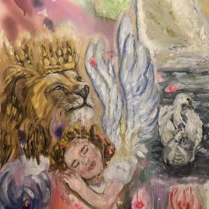 Online sale work entitled "The Angel and the Lion" created by the contemporary artist Arline ChArline Cadayday