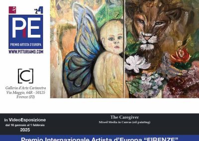 VideoExhibition of the artwork "The Caregiver" by contemporary artist Arline Cadayday at the Cartavetra Gallery, on the occasion of the 2024 Artist of Europe Award