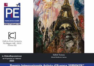 VideoExhibition of the artwork "Eiffel Tower" by contemporary artist Arline Cadayday at the Cartavetra Gallery, on the occasion of the 2024 Artist of Europe Award