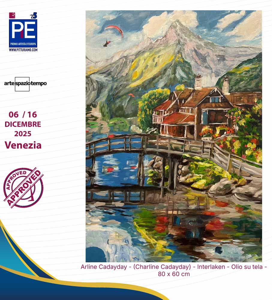 VideoExhibition of the artwork "Interlaken" by contemporary artist Arline Cadayday at the ArteSpazioTempo Gallery, on the occasion of the 2025 Artist of Europe Award